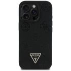iPhone 16 Pro Tok - Guess Grained Hot Stamp Peony Triangle Logo MagSafe - Fekete