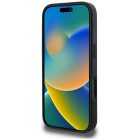 iPhone 16 Pro Tok - Guess Grained Hot Stamp Peony Triangle Logo MagSafe - Fekete