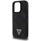 iPhone 16 Pro Tok - Guess Grained Hot Stamp Peony Triangle Logo MagSafe - Fekete
