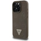 iPhone 16 Pro Max Tok - Guess Grained Hot Stamp Peony Triangle Logo MagSafe - Barna