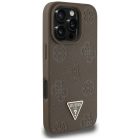 iPhone 16 Pro Max Tok - Guess Grained Hot Stamp Peony Triangle Logo MagSafe - Barna