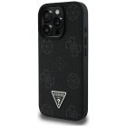 iPhone 16 Pro Max Tok - Guess Grained Hot Stamp Peony Triangle Logo MagSafe - Fekete