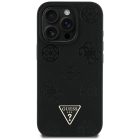 iPhone 16 Pro Max Tok - Guess Grained Hot Stamp Peony Triangle Logo MagSafe - Fekete
