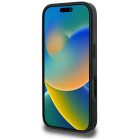 iPhone 16 Pro Max Tok - Guess Grained Hot Stamp Peony Triangle Logo MagSafe - Fekete