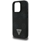 iPhone 16 Pro Max Tok - Guess Grained Hot Stamp Peony Triangle Logo MagSafe - Fekete