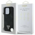 iPhone 16 Pro Max Tok - Guess Grained Hot Stamp Peony Triangle Logo MagSafe - Fekete