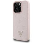 iPhone 16 Pro Max Tok - Guess Grained Hot Stamp Peony Triangle Logo MagSafe - Pink