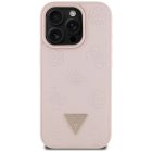 iPhone 16 Pro Max Tok - Guess Grained Hot Stamp Peony Triangle Logo MagSafe - Pink