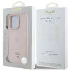 iPhone 16 Pro Max Tok - Guess Grained Hot Stamp Peony Triangle Logo MagSafe - Pink