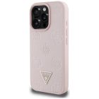 iPhone 16 Pro Tok - Guess Grained Hot Stamp Peony Triangle Logo MagSafe - Pink