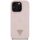 iPhone 16 Pro Tok - Guess Grained Hot Stamp Peony Triangle Logo MagSafe - Pink