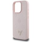 iPhone 16 Pro Tok - Guess Grained Hot Stamp Peony Triangle Logo MagSafe - Pink