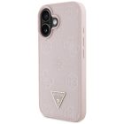 iPhone 16 Tok - Guess Grained Hot Stamp Peony Triangle Logo MagSafe - Pink