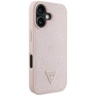 iPhone 16 Tok - Guess Grained Hot Stamp Peony Triangle Logo MagSafe - Pink