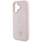 iPhone 16 Tok - Guess Grained Hot Stamp Peony Triangle Logo MagSafe - Pink