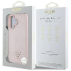 iPhone 16 Tok - Guess Grained Hot Stamp Peony Triangle Logo MagSafe - Pink