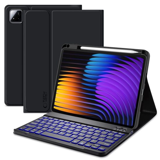 Xiaomi Pad 7 / 7 Pro Tok - Tech-Protect SC Ceruzatartóval és Angol Billentyűzettel - Fekete