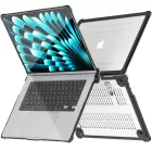MacBook Air 15" M2 / M3 / M4 (2023-2025) Tok - Tech-Protect SmartShell Pro - Átlátszó-Fekete