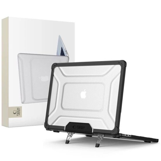 MacBook Air 13" M2 / M3 / M4 (2023-2025) Tok - Tech-Protect SmartShell Pro - Átlátszó-Fekete