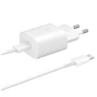 Samsung Hálózati Töltő 25W - USB-C + C-C Kábel - Fóliatasakban - Fehér