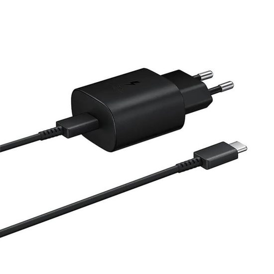 Samsung Hálózati Töltő 25W - USB-C + C-C Kábel - Fóliatasakban - Fekete