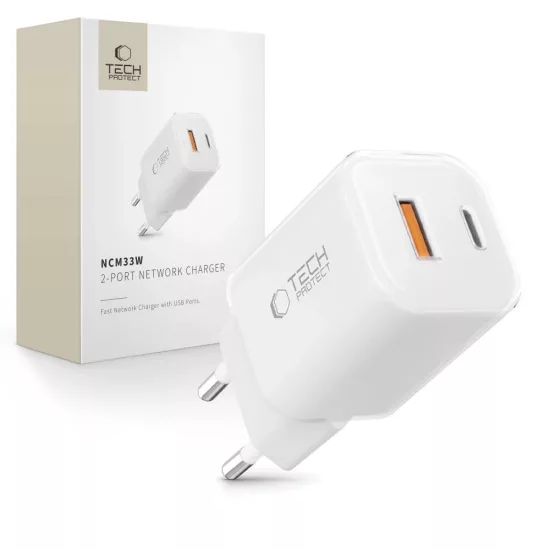 Tech-Protect NCM33 Hálózati Töltő 33W - A + C - Fehér