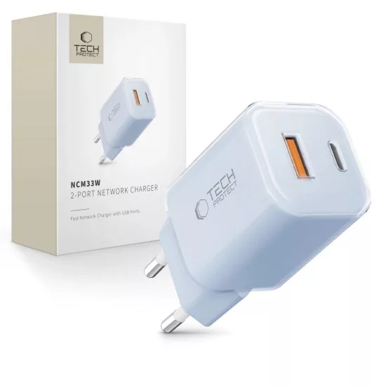 Tech-Protect NCM33 Hálózati Töltő 33W - A + C - Kék