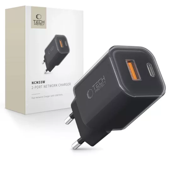 Tech-Protect NCM33 Hálózati Töltő 33W - A + C - Fekete
