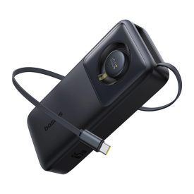 Baseus Free2Pull Power Bank - 20000mAh 65W + Kihúzható USB-C Kábel - Fekete   Baseus Free2Pull Power Bank - 20000mAh 65W + Kihúzható USB-C Kábel - Fekete