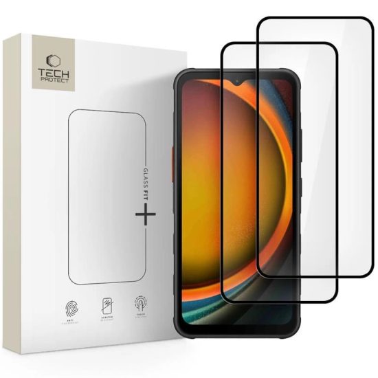Samsung Galaxy Xcover 7 / 7 Pro Kijelzővédő Üvegfólia - Tech-Protect Glass Fit+ - Fekete x 2 db