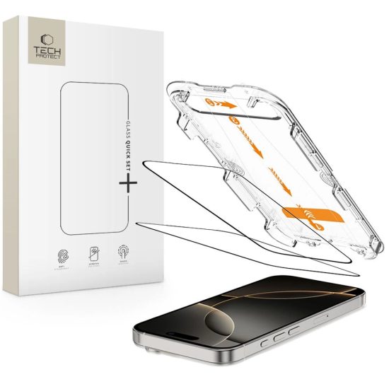 iPhone 16 Pro Kijelzővédő Üvegfólia - Tech-Protect Quick Set+ x 2 db