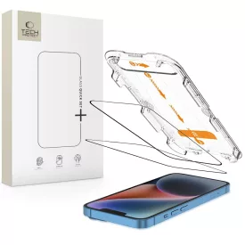   iPhone 13 / 13 Pro / 14 / 16e / 17e Kijelzővédő Üvegfólia - Tech-Protect Quick Set+ x 2 db