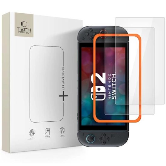 Nintendo Switch 2 Kijelzővédő Üvegfólia - Tech-Protect Easy Set+ x 2 db