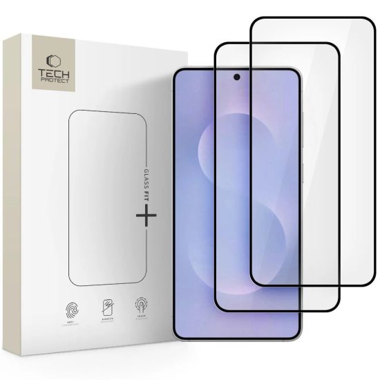 Samsung Galaxy S25 Edge Kijelzővédő Üvegfólia - Tech-Protect Glass Fit+ - Fekete x 2 db