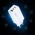 Wozinsky GaN Hálózati Töltő 65W - 2x USB-C + USB-A + C-C Kábel - Fehér