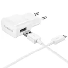 Samsung Hálózati Töltő 8W - USB-A + Micro Kábel - Fóliatasakban - Fehér