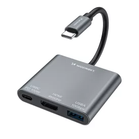   Wozinsky WHCH-01 USB-C HUB - PD 100W - HDMI 4K@30Hz - USB-A 10Gbps - Szürke