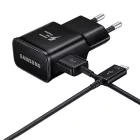 Samsung Hálózati Töltő 15W - USB-A + A--C Kábel - Fóliatasakban - Fekete