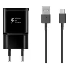 Samsung Hálózati Töltő 15W - USB-A + A--C Kábel - Fóliatasakban - Fekete