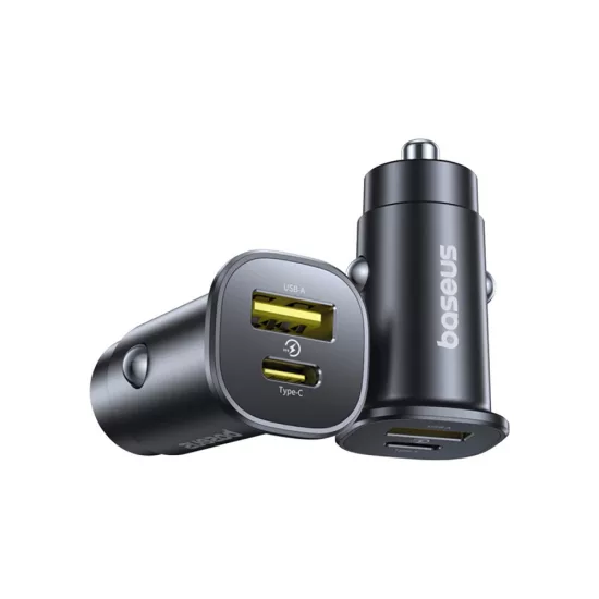 Baseus GoTrip Autós Töltő 30W - USB-C + USB-A - Fekete