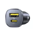 Baseus GoTrip Autós Töltő 30W - USB-C + USB-A - Fekete