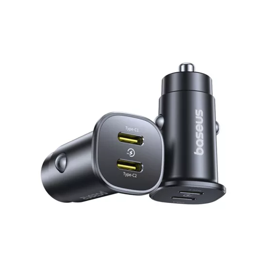 Baseus GoTrip Autós Töltő 30W - 2x USB-C - Fekete