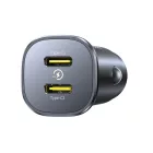 Baseus GoTrip Autós Töltő 30W - 2x USB-C - Fekete