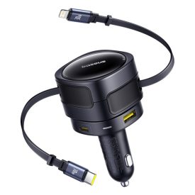 Baseus Enjoyment Max Autós Töltő 90W - USB-A + USB-C + USB-C és Lightning Kábel   Baseus Enjoyment Max Autós Töltő 90W - USB-A + USB-C + USB-C és Lightning Kábel