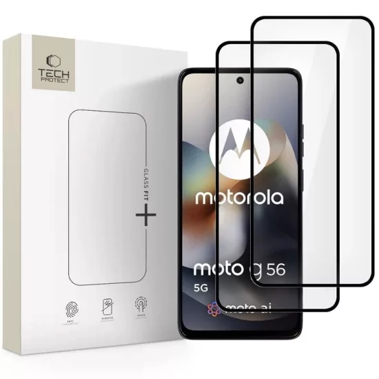 Motorola Moto G56 5G Kijelzővédő Üvegfólia - Tech-Protect Glass Fit+ - Fekete x 2 db