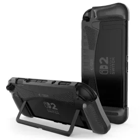 Nintendo Switch 2 Tok - Tech-Protect TPUCarbon - Fekete