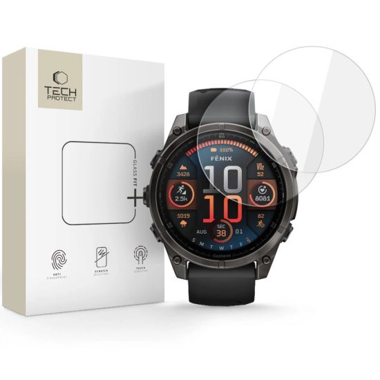 Garmin Fenix 8 (47mm) Kijelzővédő Üvegfólia - Tech-Protect Glass Fit+ x 2 db