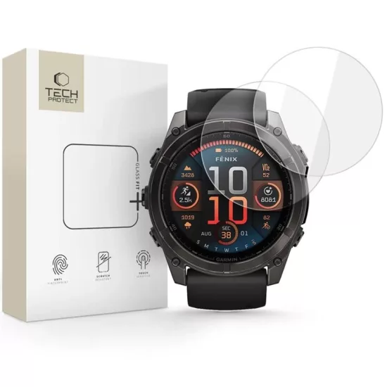 Garmin Fenix 8 (51mm) Kijelzővédő Üvegfólia - Tech-Protect Glass Fit+ x 2 db