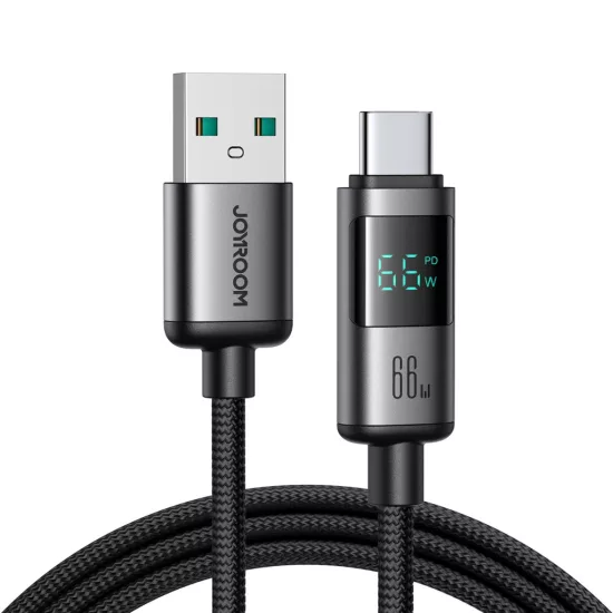 Joyroom S-A16 Pro Prism USB-A - USB-C Kábel Kijelzővel - 1.2m 66W - Fekete