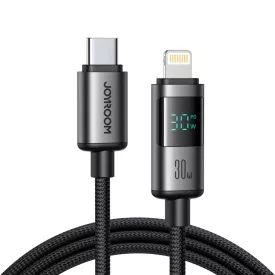   Joyroom S-A16 Pro Prism USB-C - Lightning Kábel Kijelzővel - 1.2m 30W - Fekete